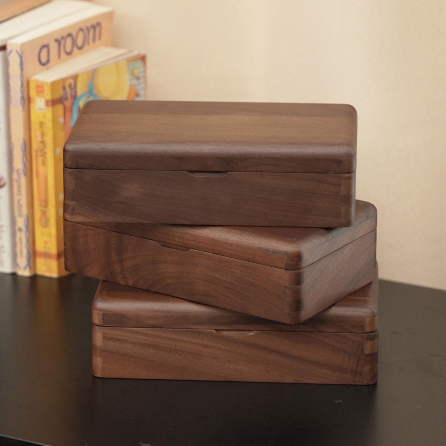 Medium Size Solid Walnut Wooden Jewelry Box SKU 21183