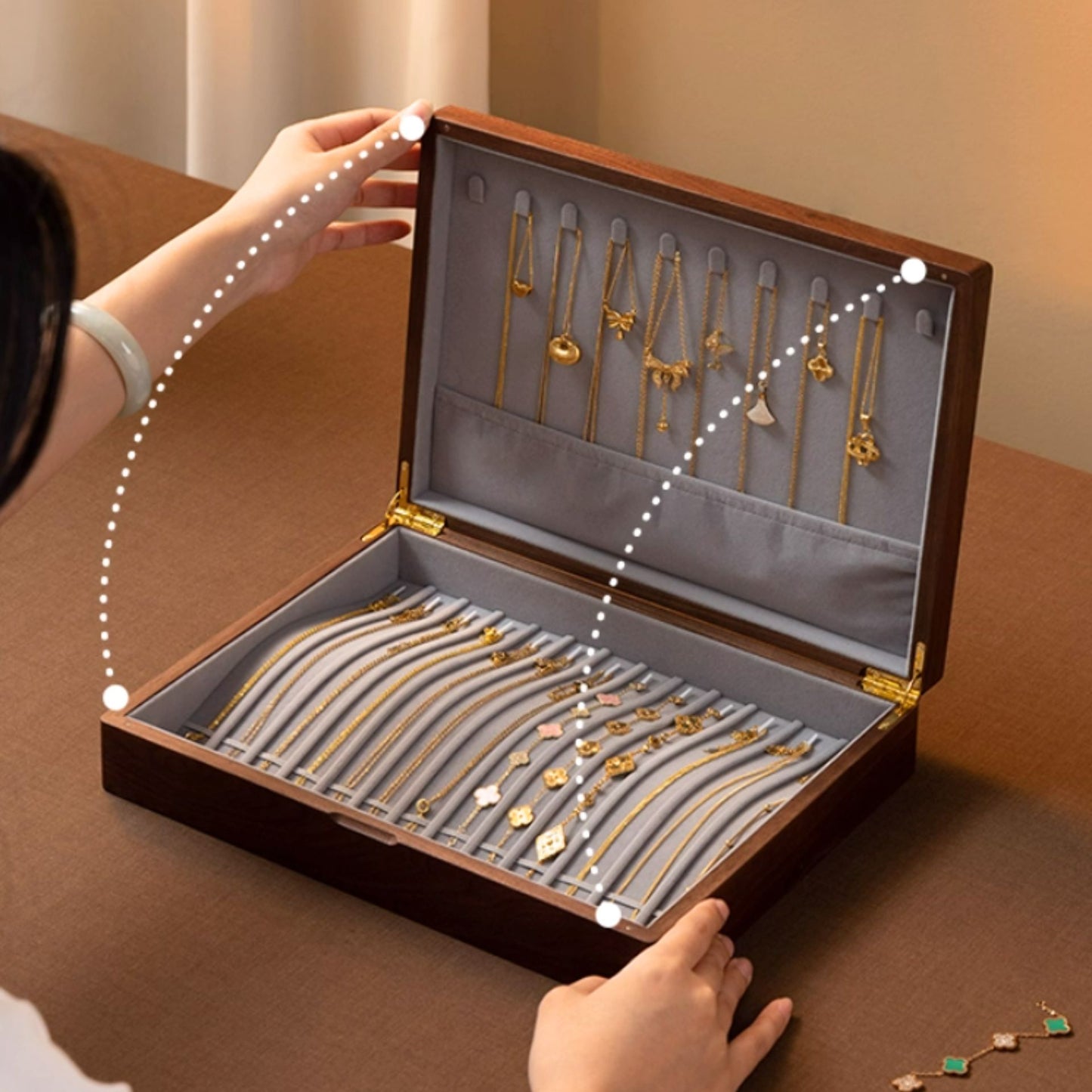 Solid Walnut Jewelry Box for Necklaces SKU 21171