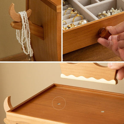 Creative Wooden Jewelry Box Organizer with Drawer SKU 21164