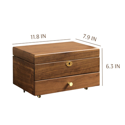 Solid Walnut Wood Jewelry Box with Lock SKU 21117