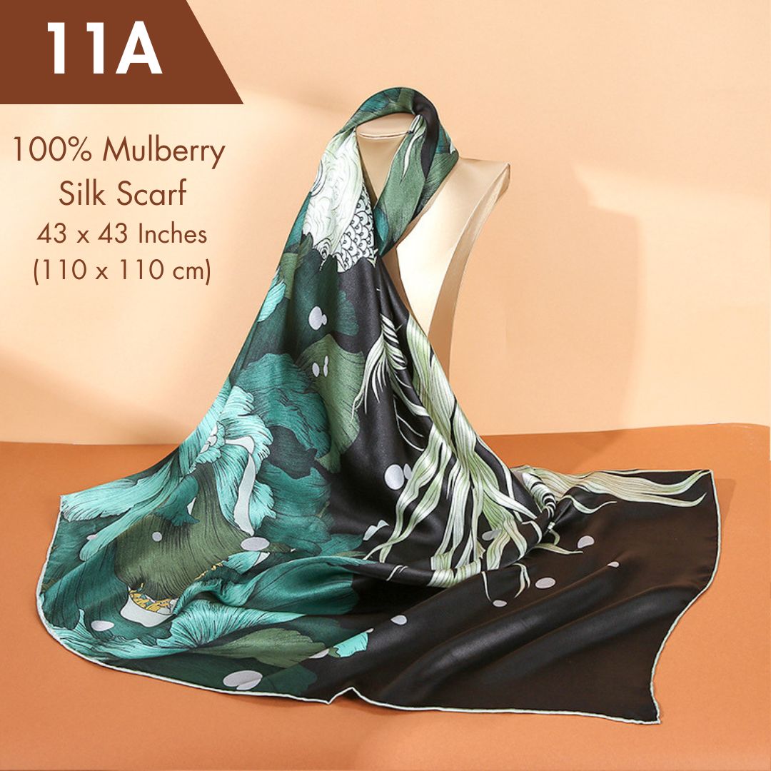 100% Mulberry Silk Scarf 43 x 43 Inches 88011