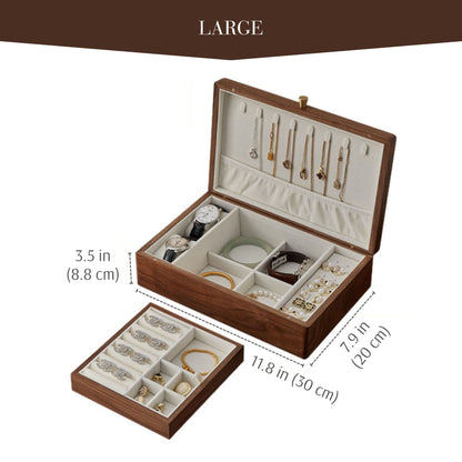 Solid Walnut Wood Jewelry Box with Removable Tray SKU 21063