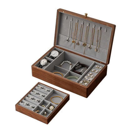 Solid Walnut Wood Jewelry Box with Removable Tray SKU 21063