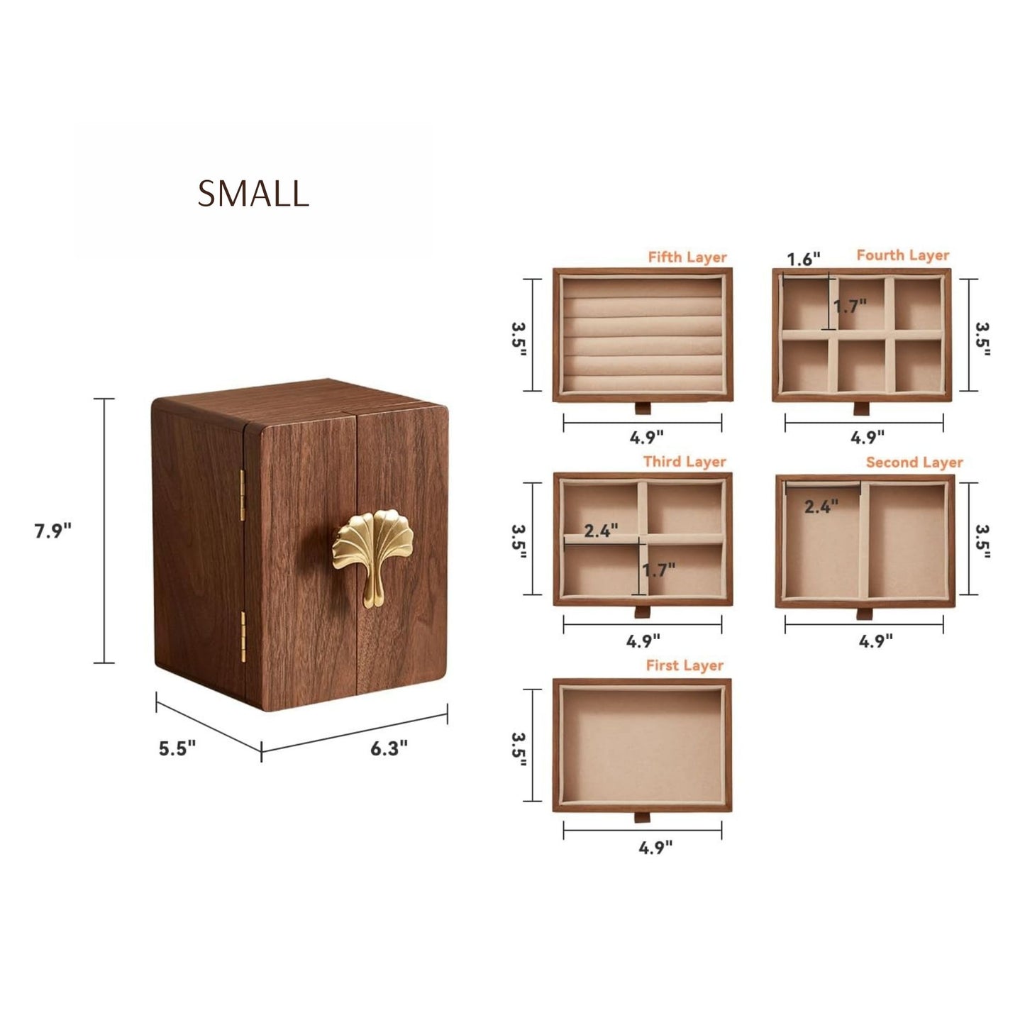 Cabinet Style Wooden Jewelry Box with Drawers SKU 21108