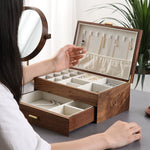 Solid Walnut Wood Jewelry Box Organizer for Women SKU 21076