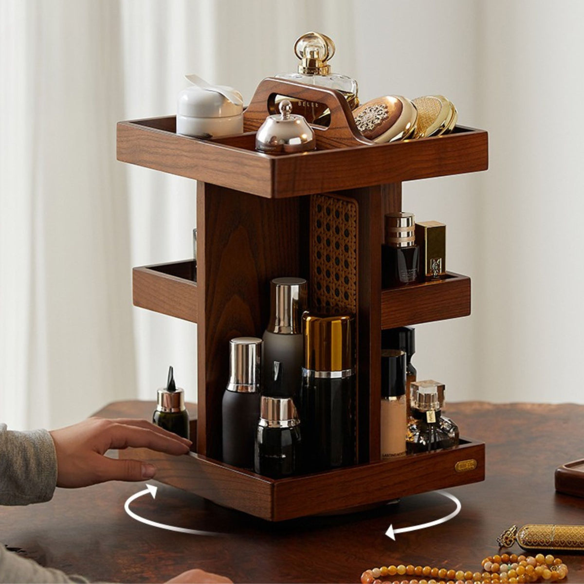 Rotating Wooden Makeup and Cosmetic Organizer SKU 53003 – Unity Refresh