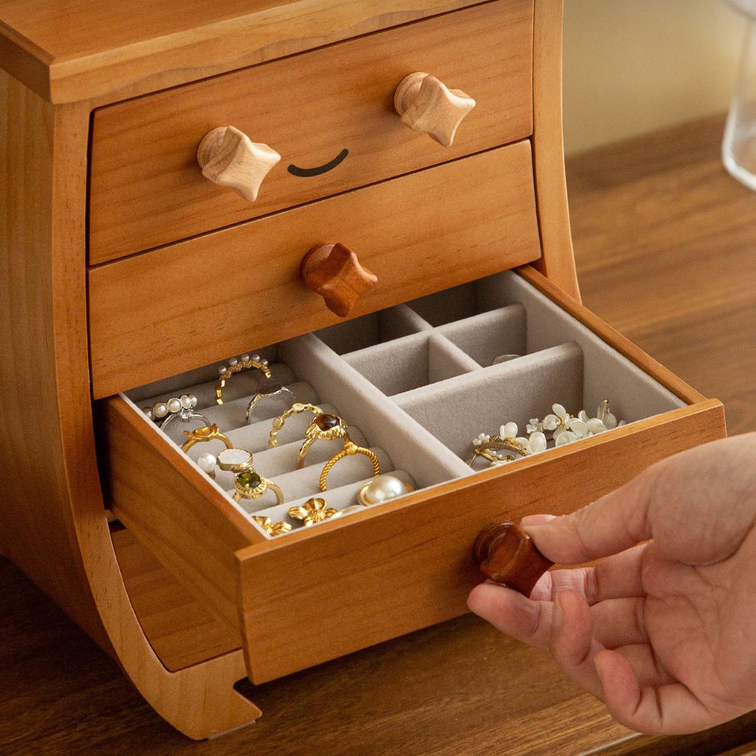 Creative Wooden Jewelry Box Organizer with Drawer SKU 21164