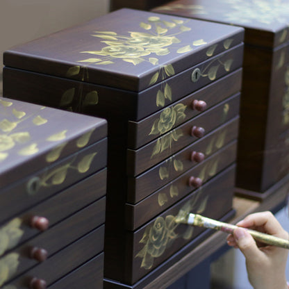 Large Wooden Jewelry Box with Hand Painted Decoration SKU 21145