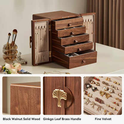 Cabinet Style Wooden Jewelry Box with Drawers SKU 21108