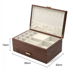 Solid Walnut Wood Jewelry Box Organizer for Women SKU 21076