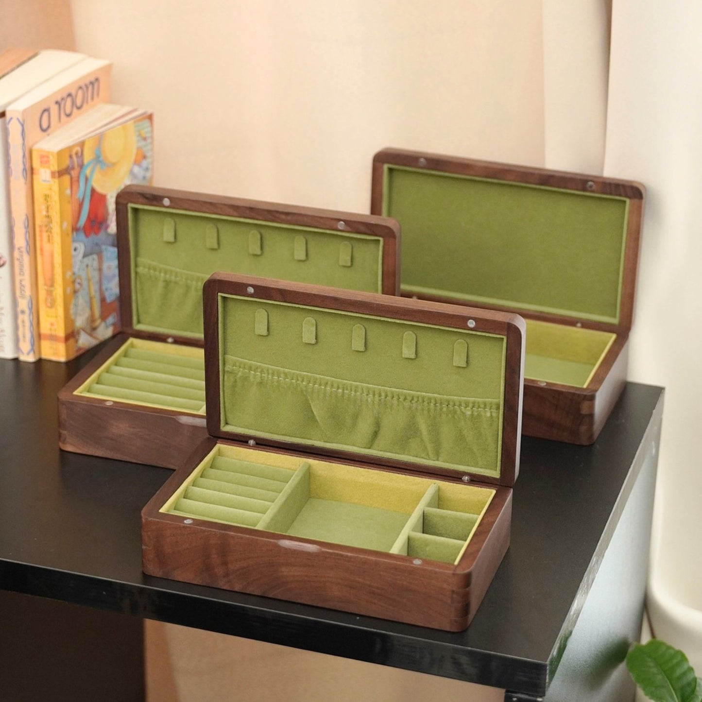Medium Size Solid Walnut Wooden Jewelry Box SKU 21183
