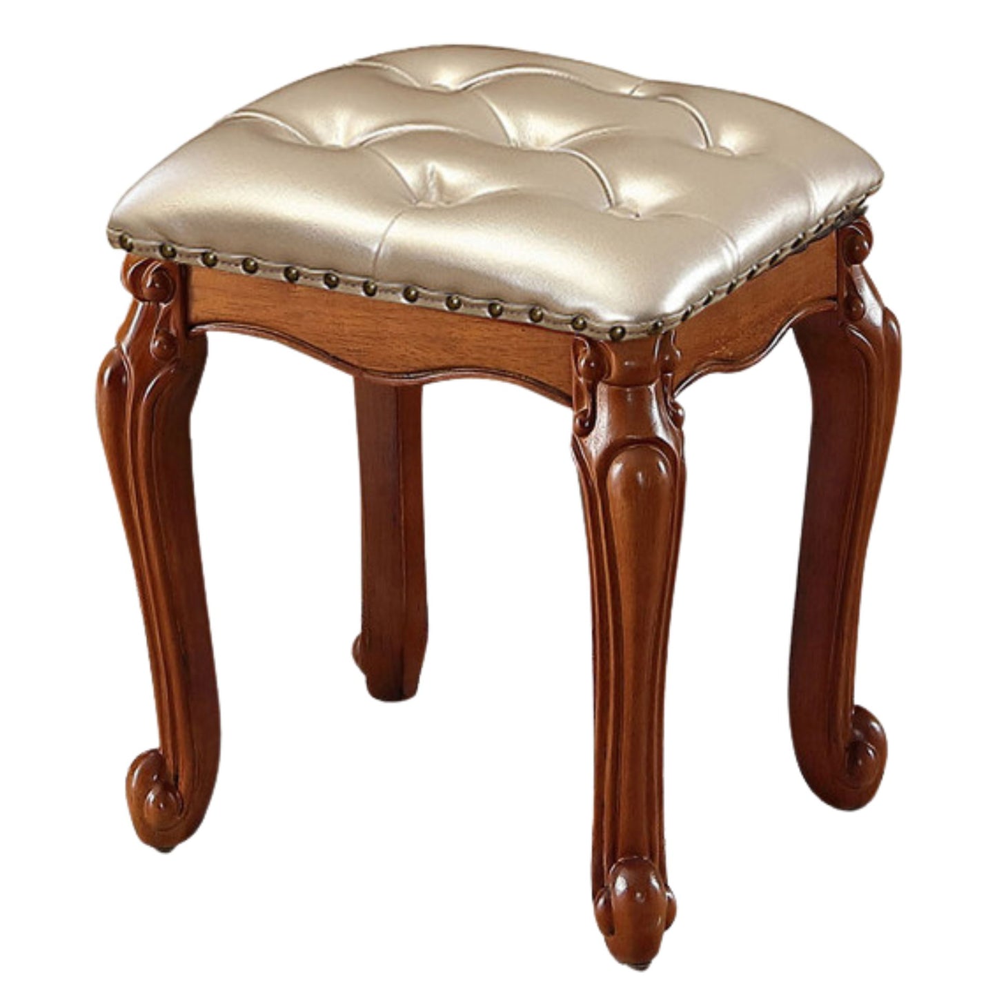 Solid Wood Upholstered Accent Stool Ottoman SKU 52011