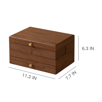 Walnut Veneer Wooden Jewelry Box with Mirror SKU 21130