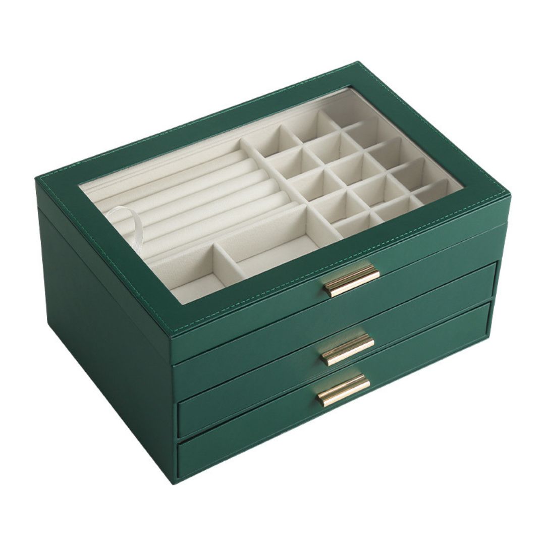 Leather Jewelry Box with Two Drawers for Women SKU 21092