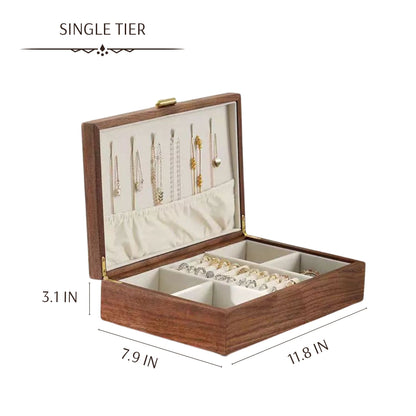 Solid Walnut Wood Jewelry Box Organizer for Women SKU 21076