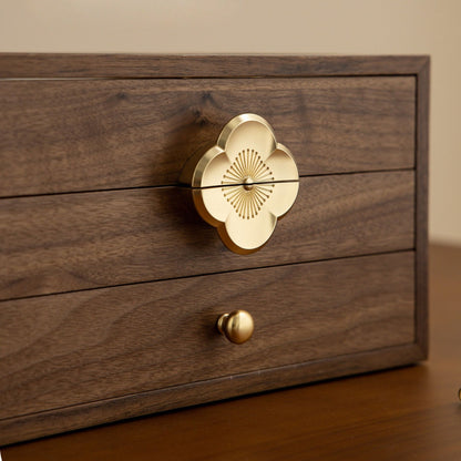 Wooden Jewelry Box with Drawers and Glass Lid SKU 21199