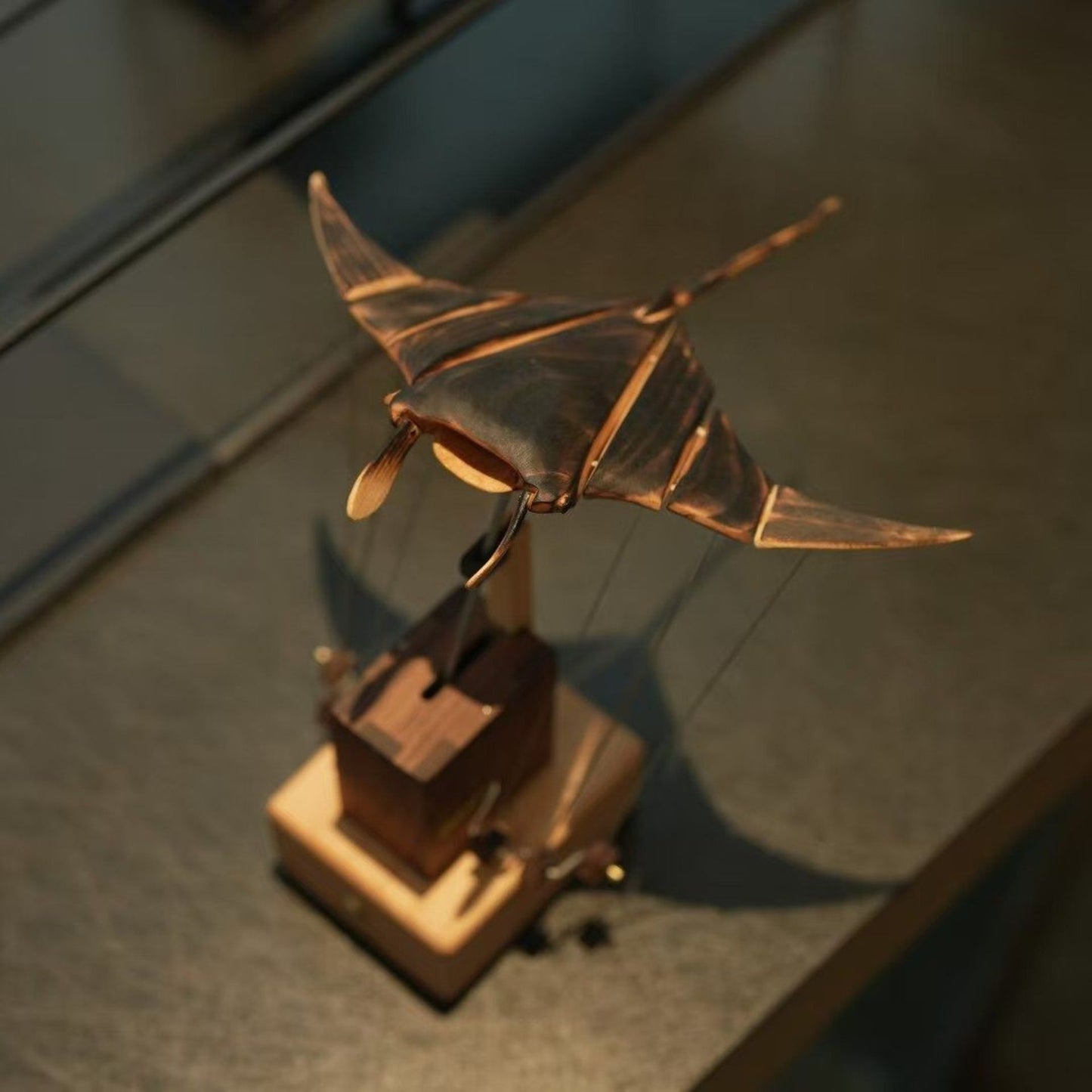 Wooden Manta Ray Automaton Desk Decor SKU 10028