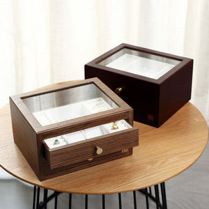 Wooden Jewelry Box with Glass Top SKU 21032