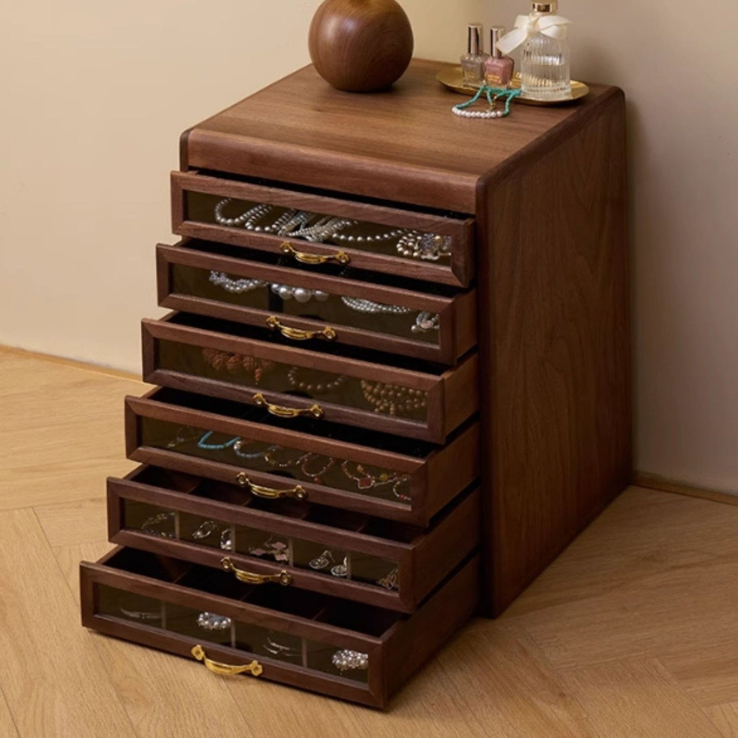 Large Wooden Jewelry Organizer with Drawers SKU 21146