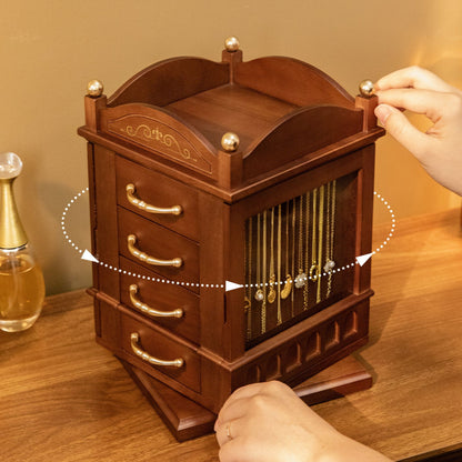 Rotatable Wooden Jewelry Box with Magic Theme SKU 21173