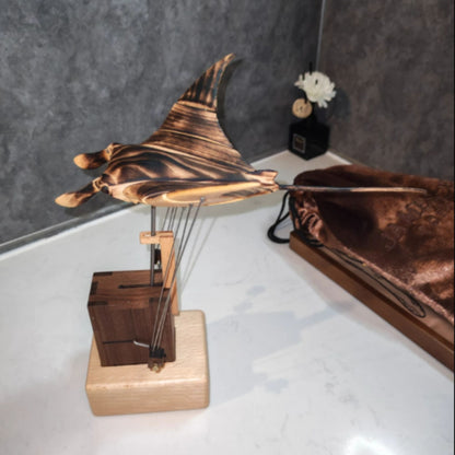 Wooden Manta Ray Automaton Desk Decor SKU 10028