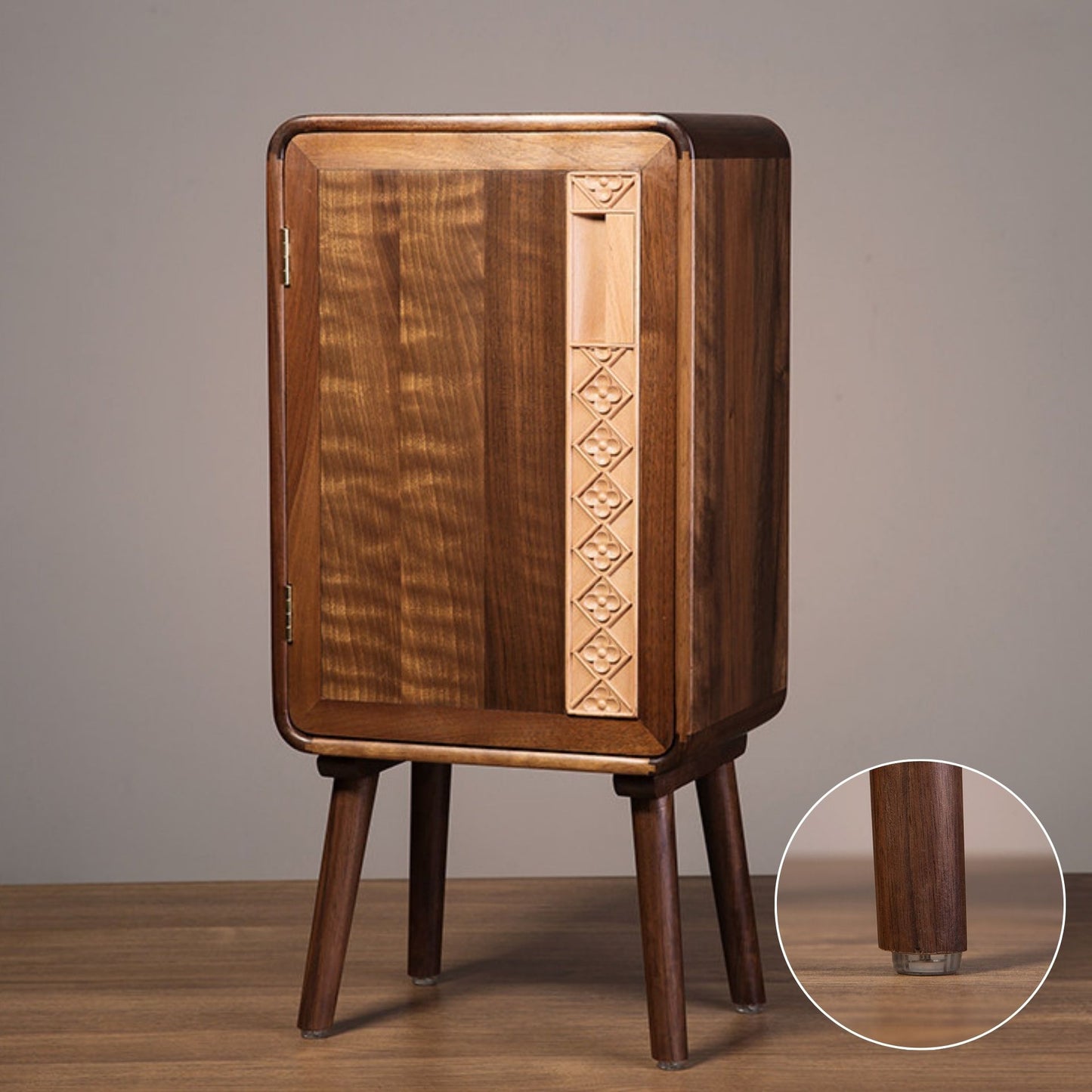 Solid Walnut Wooden Decorative Trash Bin SKU 52002