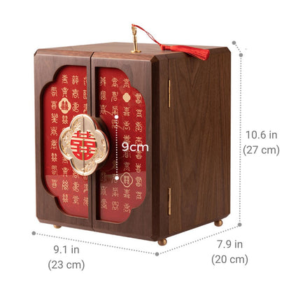 Wooden Jewelry Box with Drawers and Lock for Wedding SKU 21162