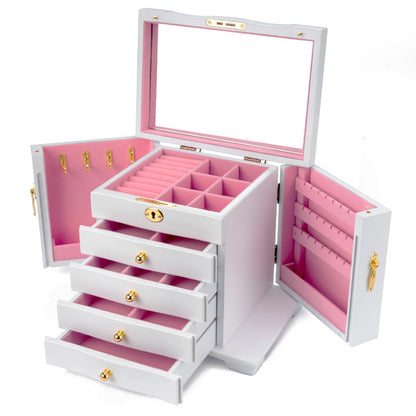 Five Tier Wooden Jewelry Box Organizer for Women SKU 21072