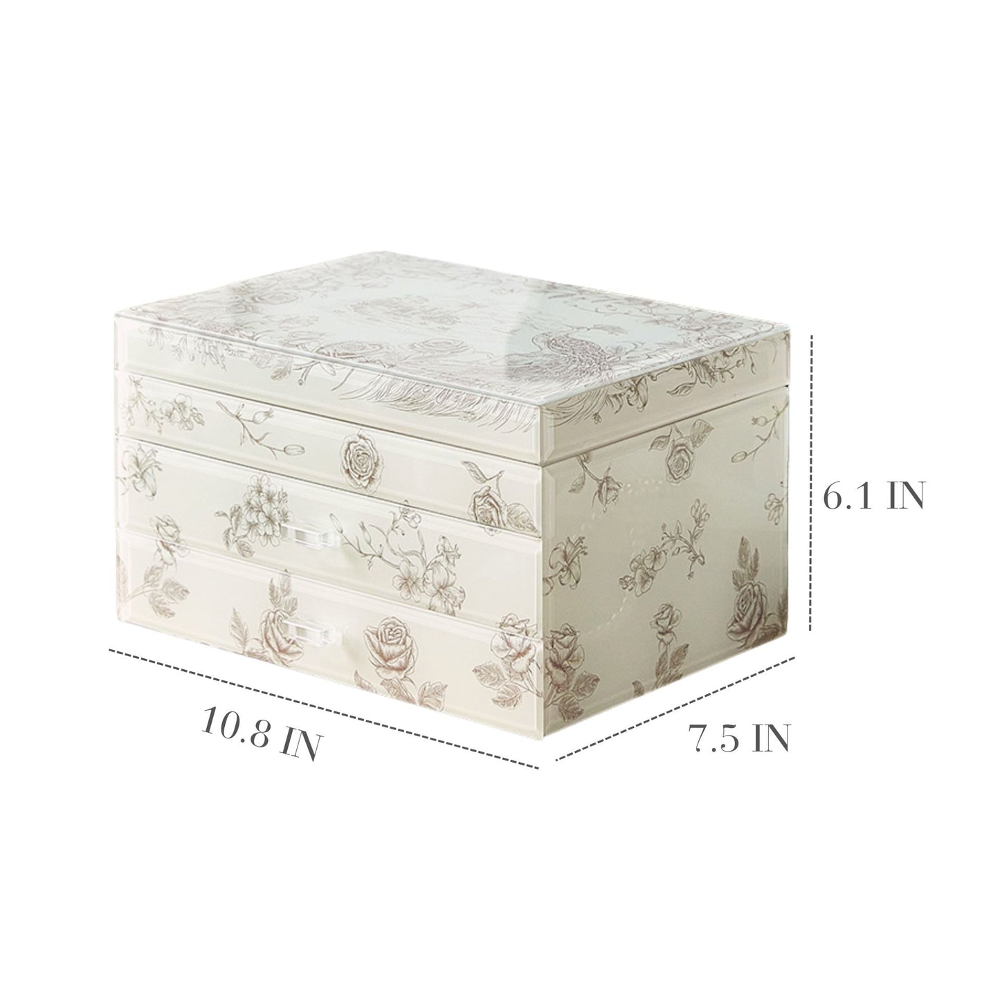 Jewelry Box Organizer with Glass Surface and Two Drawers SKU 21170