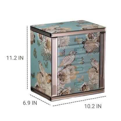 Glass Jewelry Box Organizer with Drawers and Mirror SKU 21168