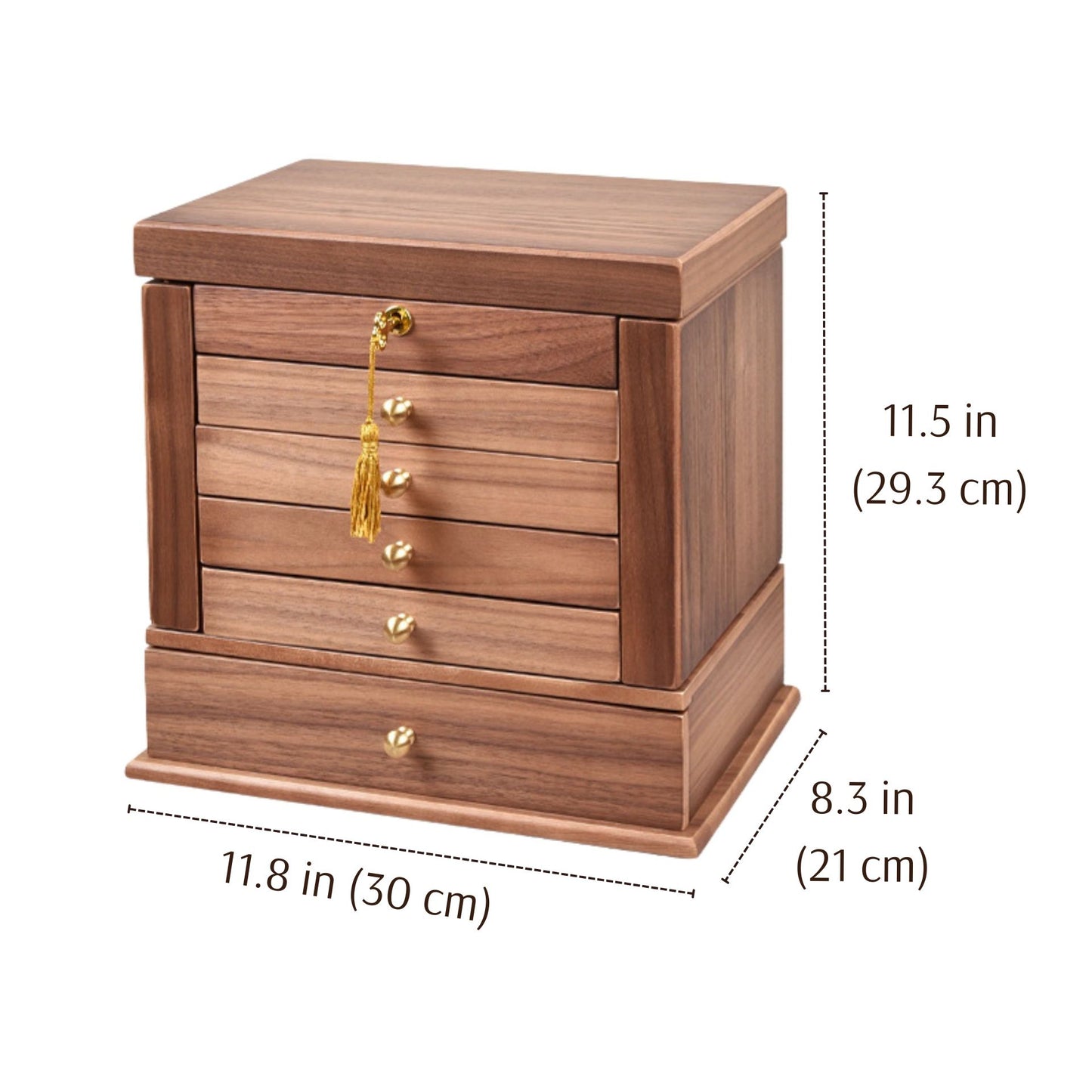 Premium Large Solid Wood Jewelry Box with Drawers SKU 21114