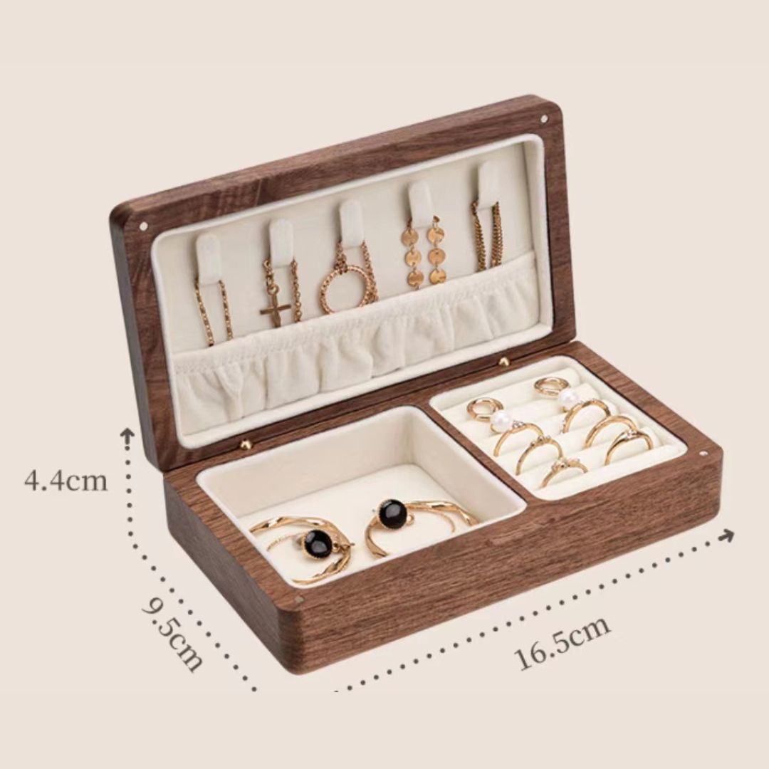 Small Wooden Jewelry Box Organizer for Home and Travel SKU 21062