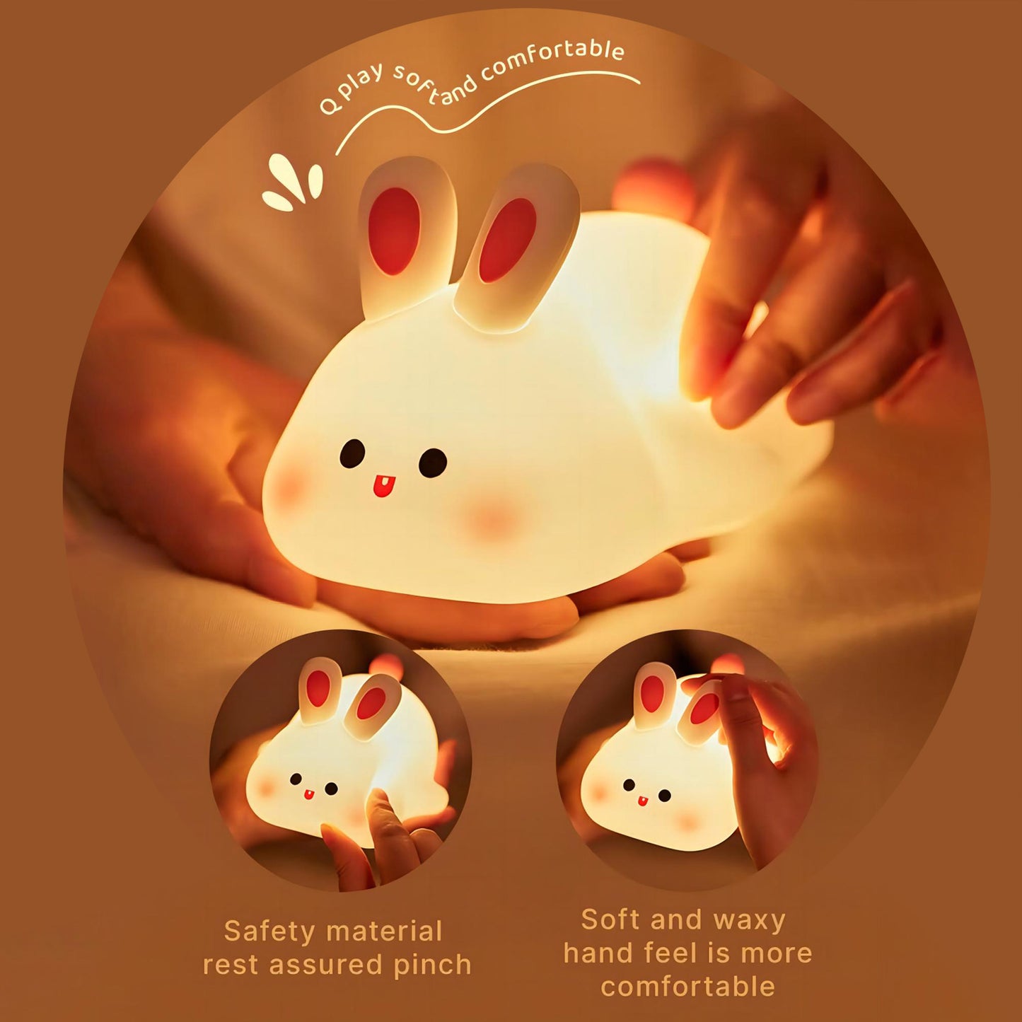 Cute Rabbit Silicone Night Light for Bedroom SKU 50008