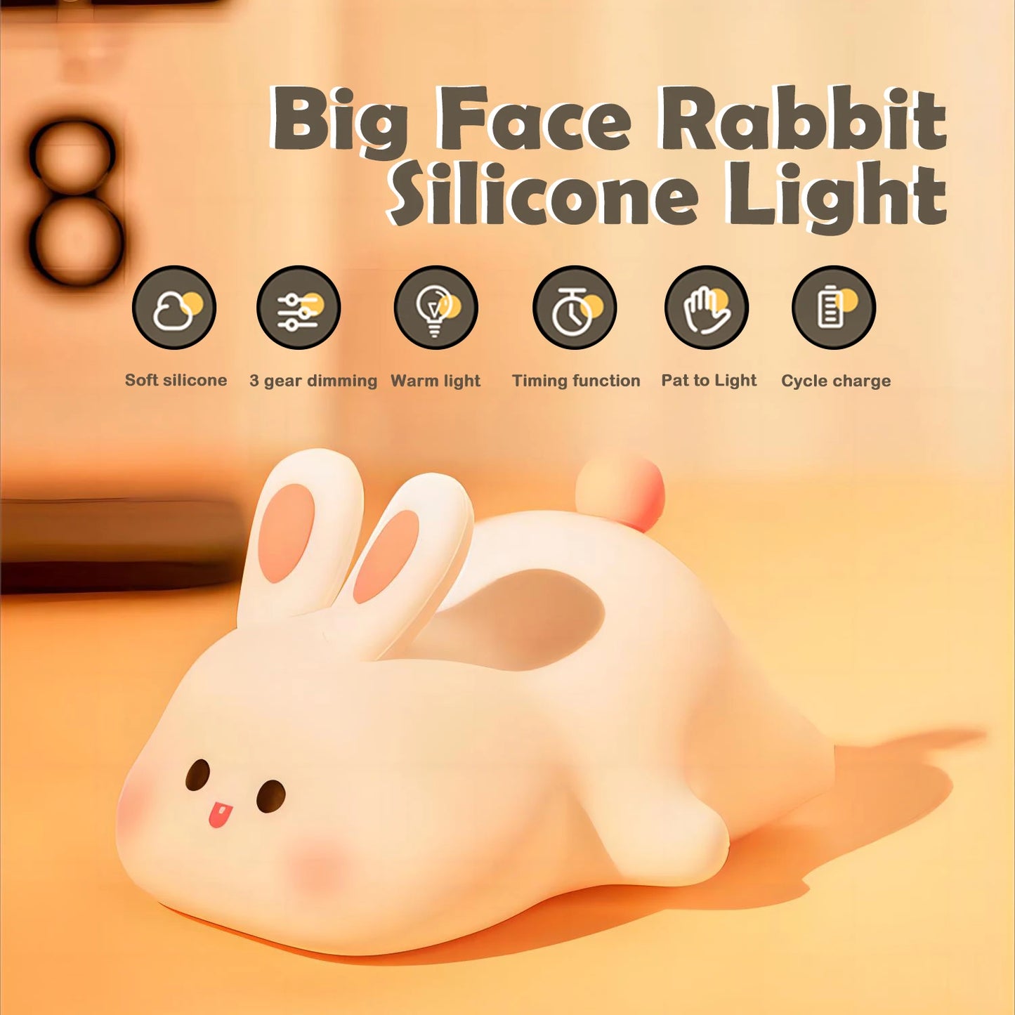 Cute Rabbit Silicone Night Light for Bedroom SKU 50008