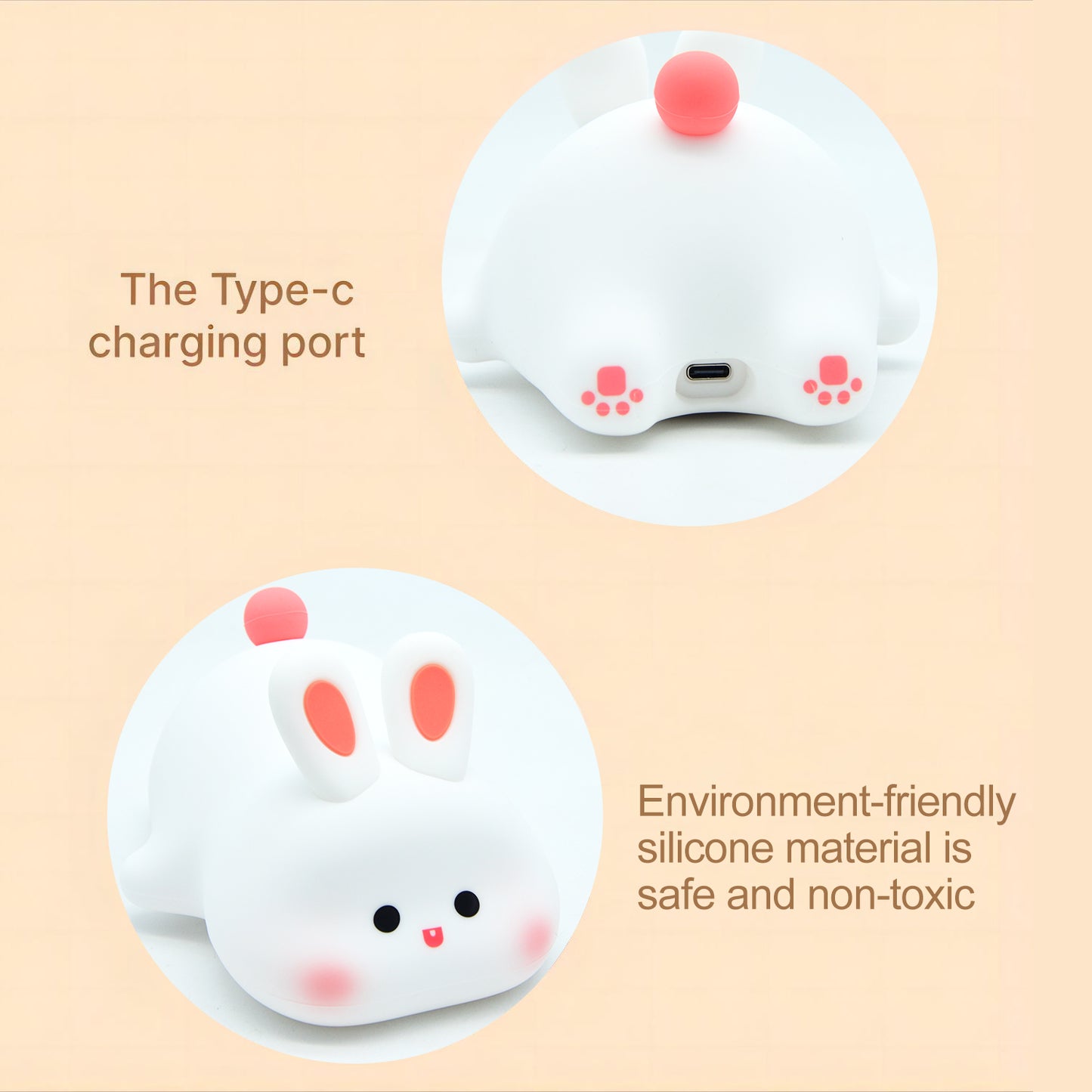 Cute Rabbit Silicone Night Light for Bedroom SKU 50008