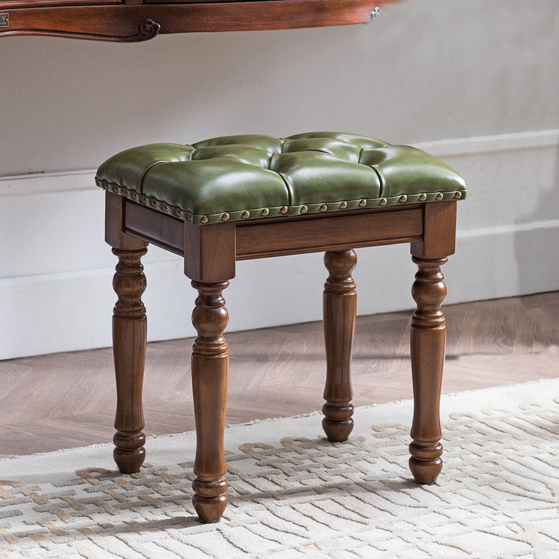 Solid Wood Upholstered Accent Stool Ottoman SKU 52012