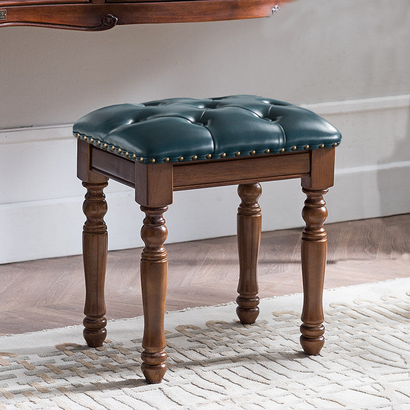 Solid Wood Upholstered Accent Stool Ottoman SKU 52012