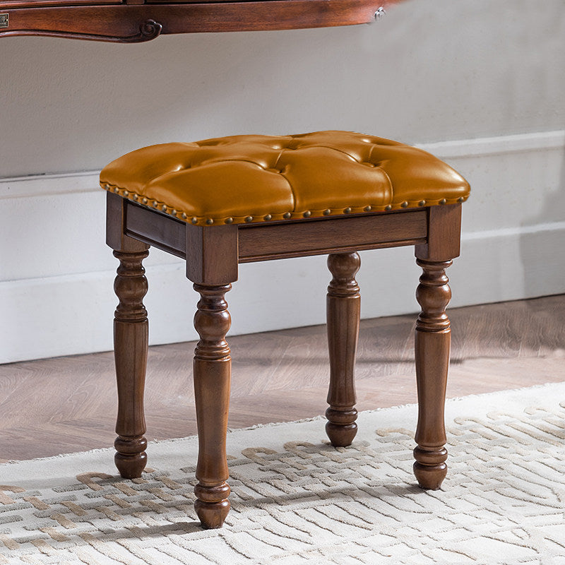 Solid Wood Upholstered Accent Stool Ottoman SKU 52012
