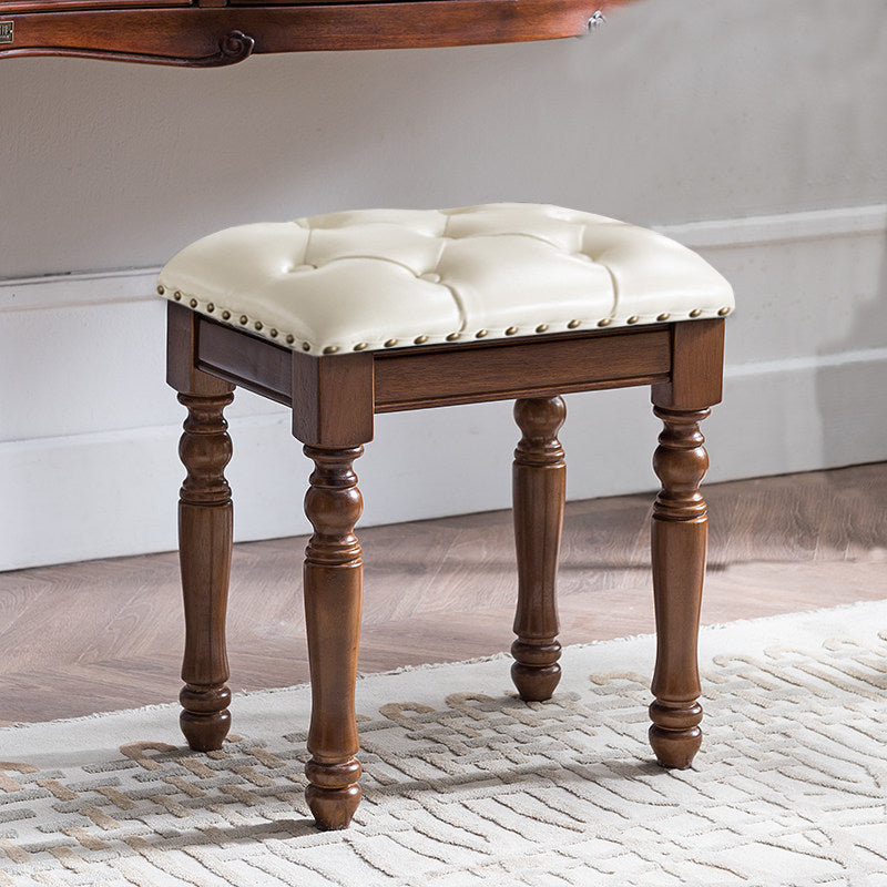 Solid Wood Upholstered Accent Stool Ottoman SKU 52012