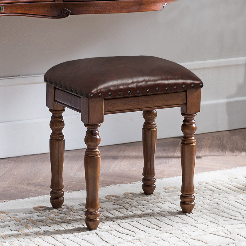 Solid Wood Upholstered Accent Stool Ottoman SKU 52012