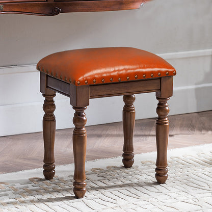 Solid Wood Upholstered Accent Stool Ottoman SKU 52012