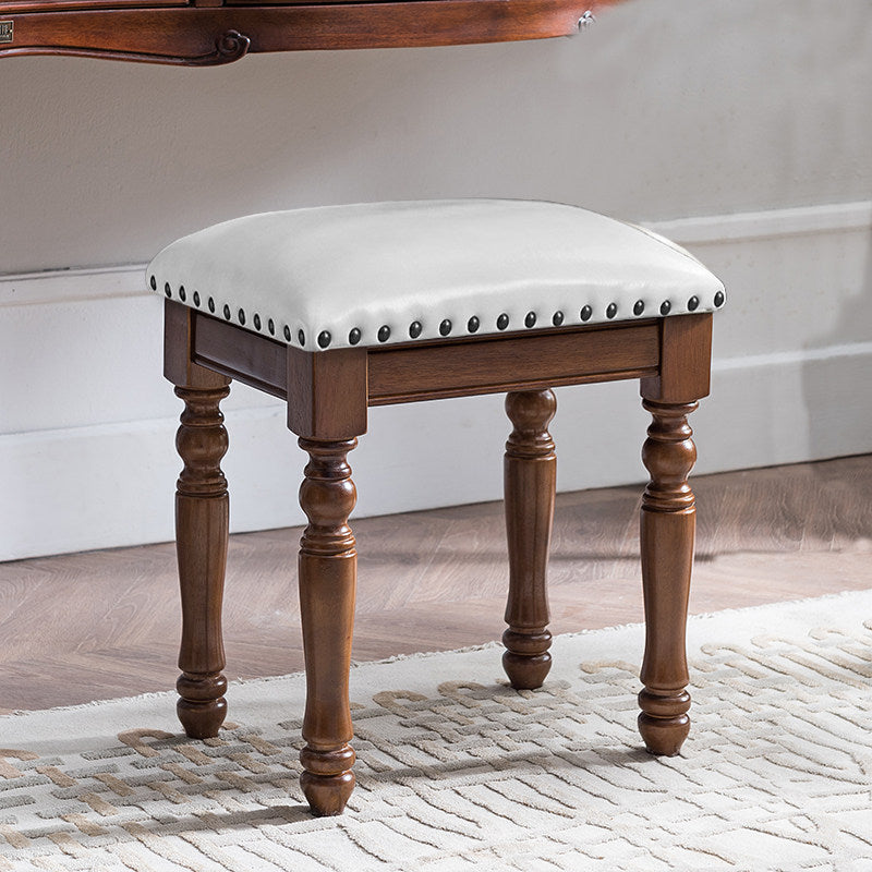 Solid Wood Upholstered Accent Stool Ottoman SKU 52012