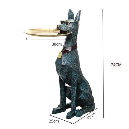 29 Inch Resin Dog Butler Statue with Tray SKU 10023