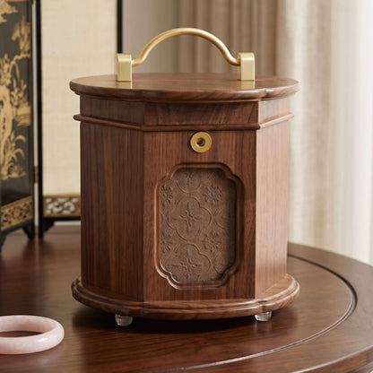 Solid Walnut Wooden Jewelry Box with Lamp Design and Lock SKU 21201