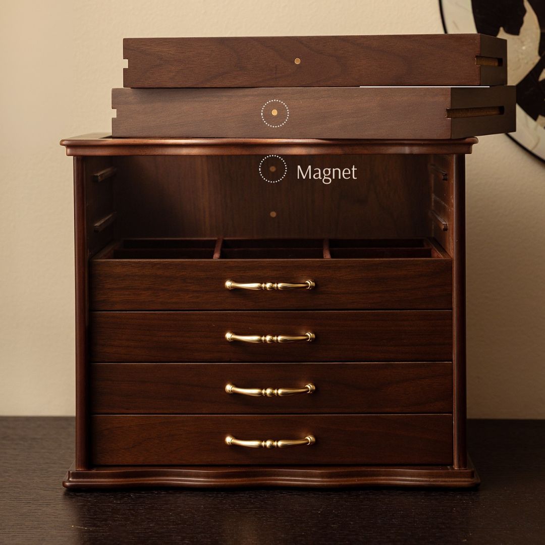 Large Wooden Jewelry Box Organizer with Drawers SKU 21157