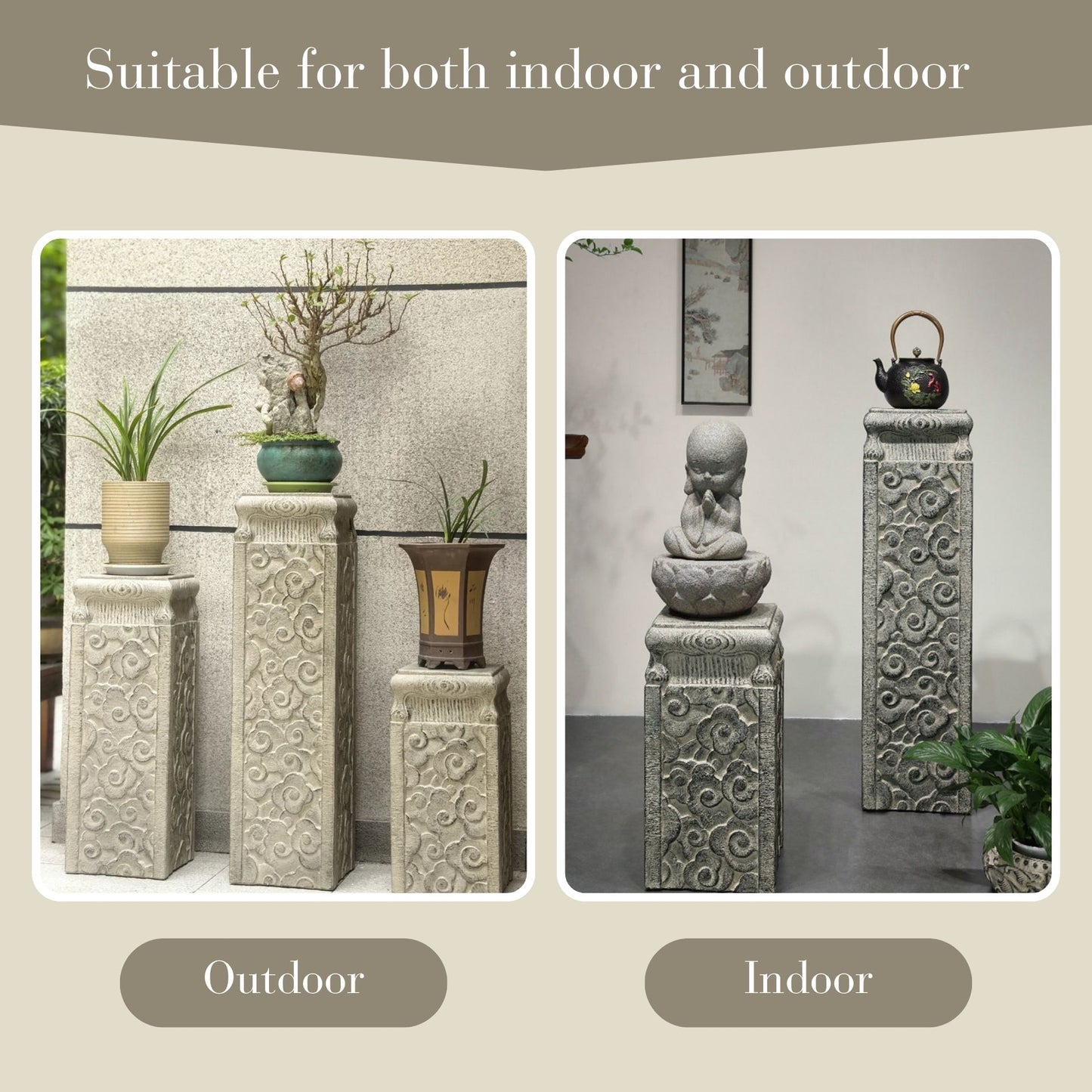 Outdoor Garden Pedestal Stand with Cloud Pattern SKU 10030