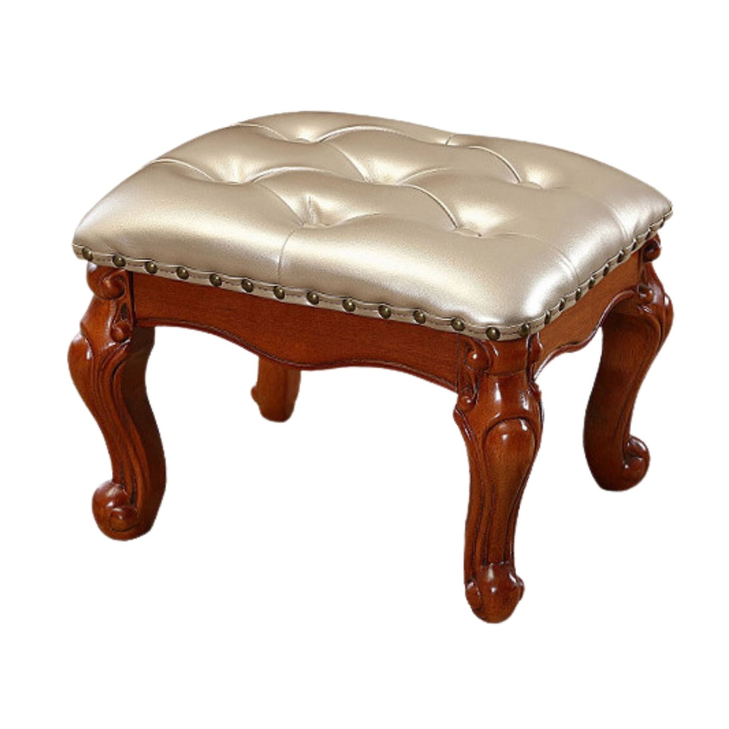 Solid Wood Upholstered Accent Stool Ottoman SKU 52011