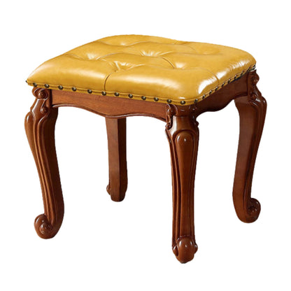 Solid Wood Upholstered Accent Stool Ottoman SKU 52011