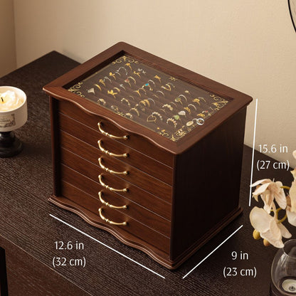 Large Wooden Jewelry Box Organizer with Drawers SKU 21157