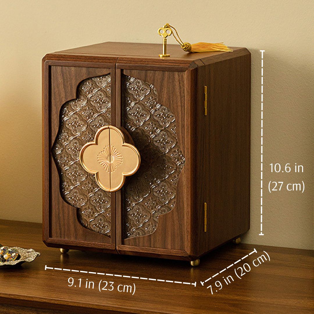 Cabinet Style Wooden Jewelry Box with Lock SKU 21137